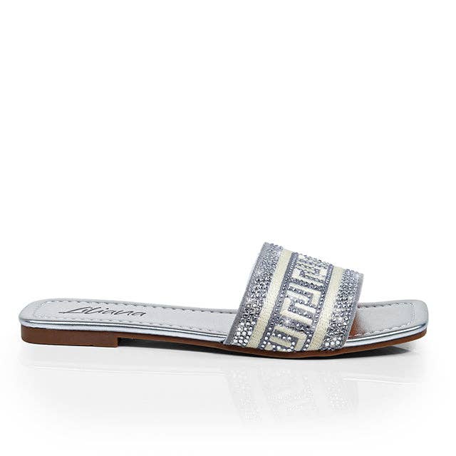 JIMENA-1 EMBROIDERY LILIANA LOGO SHOES SILVER