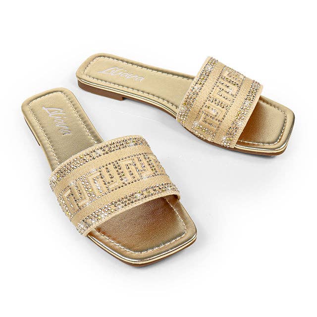 JIMENA-1 EMBROIDERY LILIANA LOGO SHOES GOLD