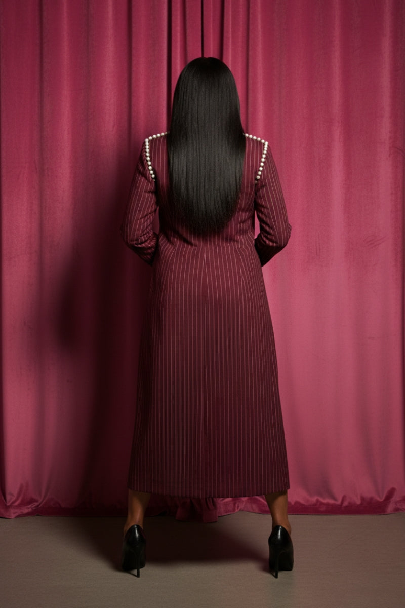 BORDEAUX BOSS PINSTRIPE SET