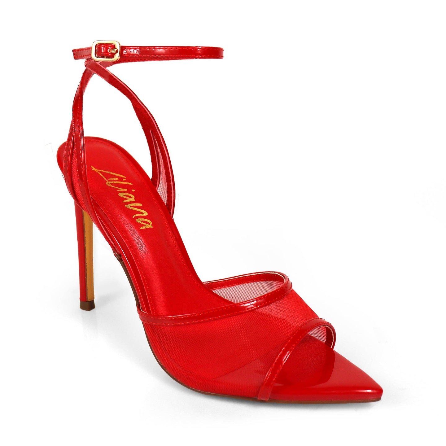 LAURENT-133 POINTED TOE MESH STRAP HEEL RED