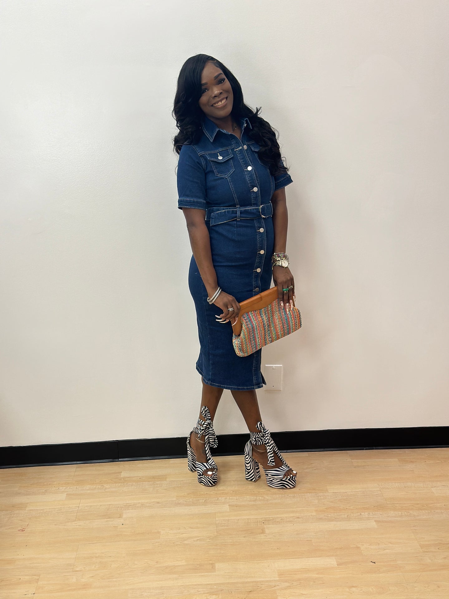 THREES COMPANY DENIM DRESS