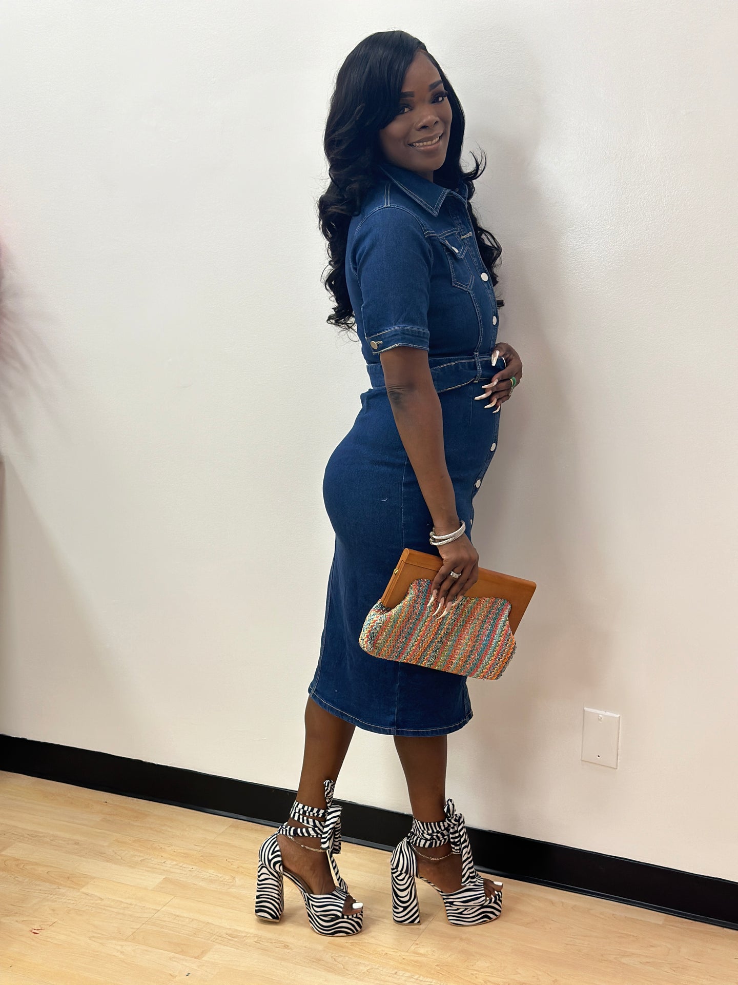 THREES COMPANY DENIM DRESS