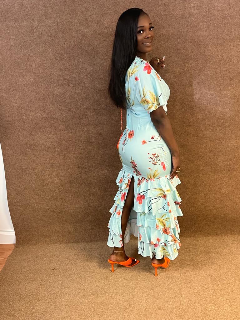 SELENA SPLIT RUFFLE MAXI - klassykurvezkouture