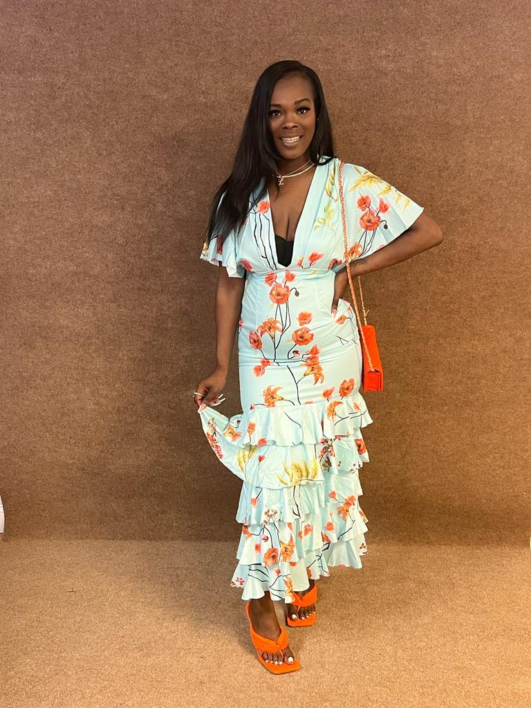 SELENA SPLIT RUFFLE MAXI - klassykurvezkouture