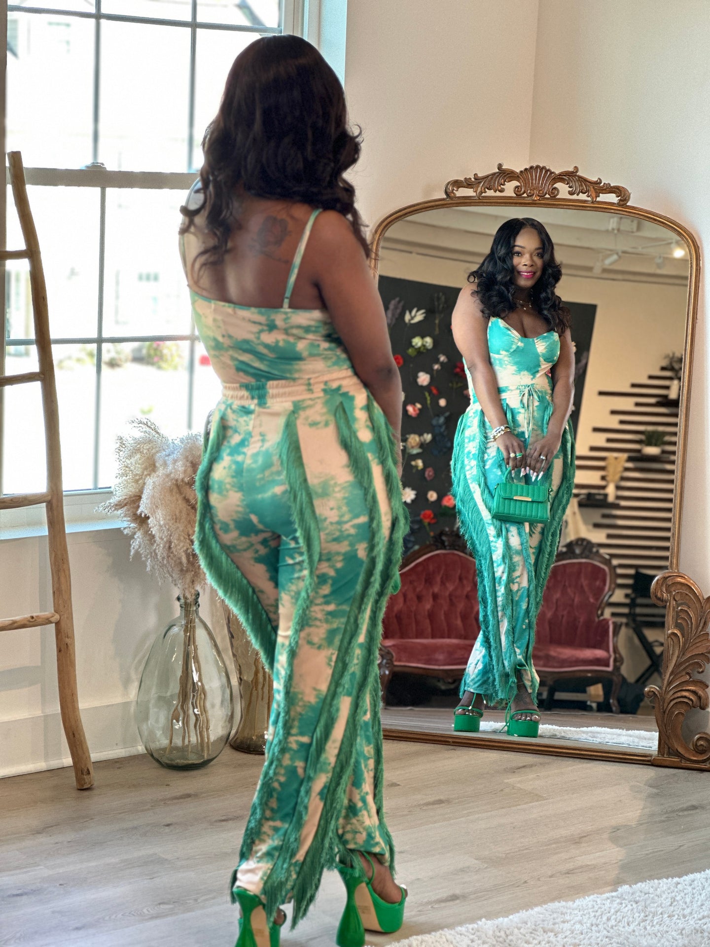Emerald Dream Tie-Dye Jumpsuit – Plus Size Chic Lounge & Night-Out Style