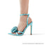 LAURENT- RHINESTONE ROSE POINTED HEELS - BLUE