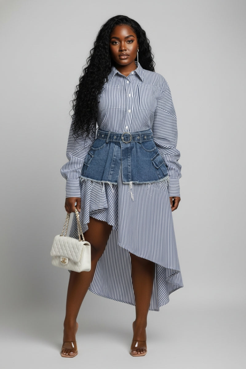 DENIM MATRIX BUTTON UP DRESS