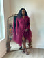 WINE WHISPER TULLE BLAZER DRESS