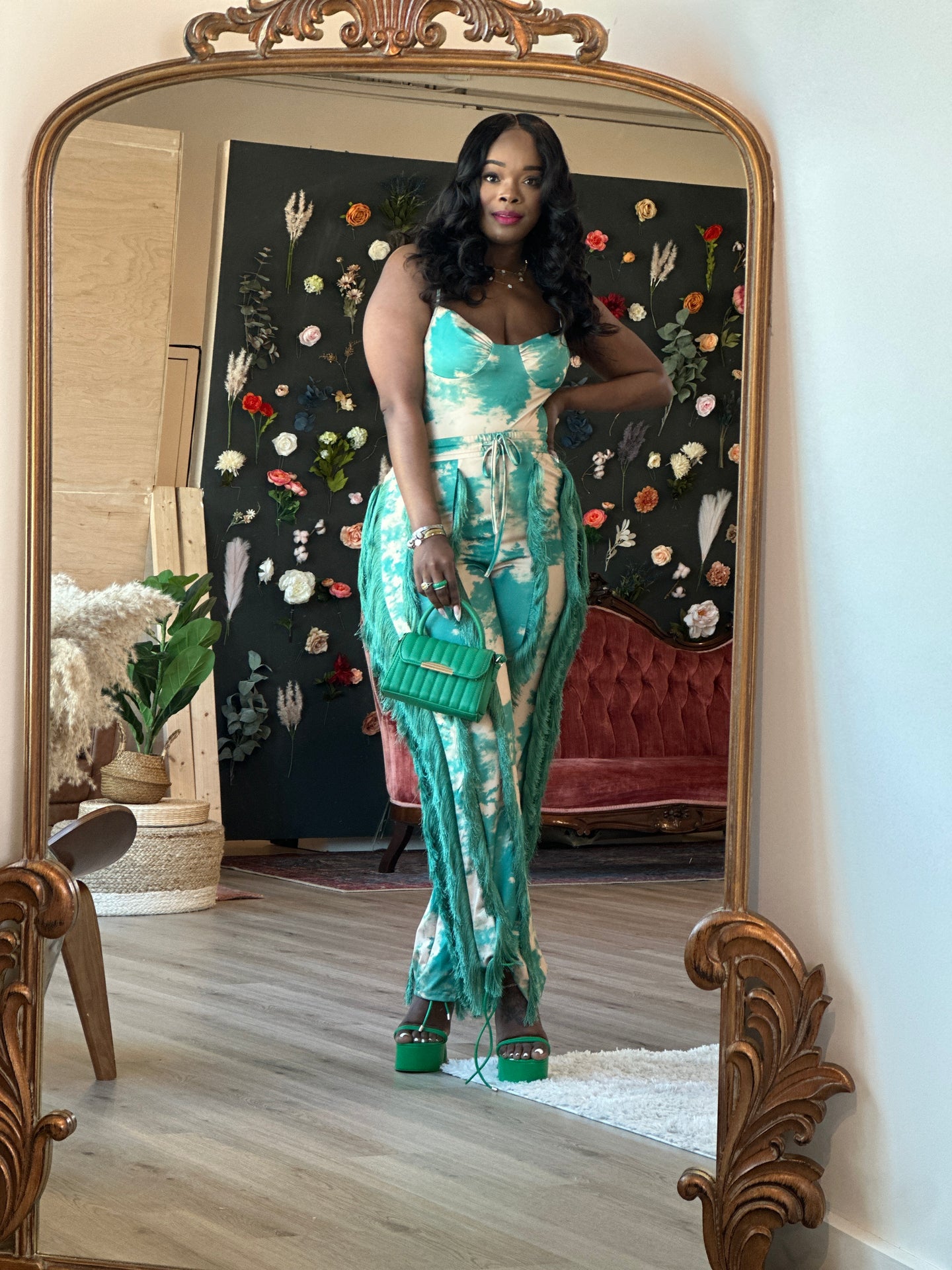 Emerald Dream Tie-Dye Jumpsuit – Plus Size Chic Lounge & Night-Out Style