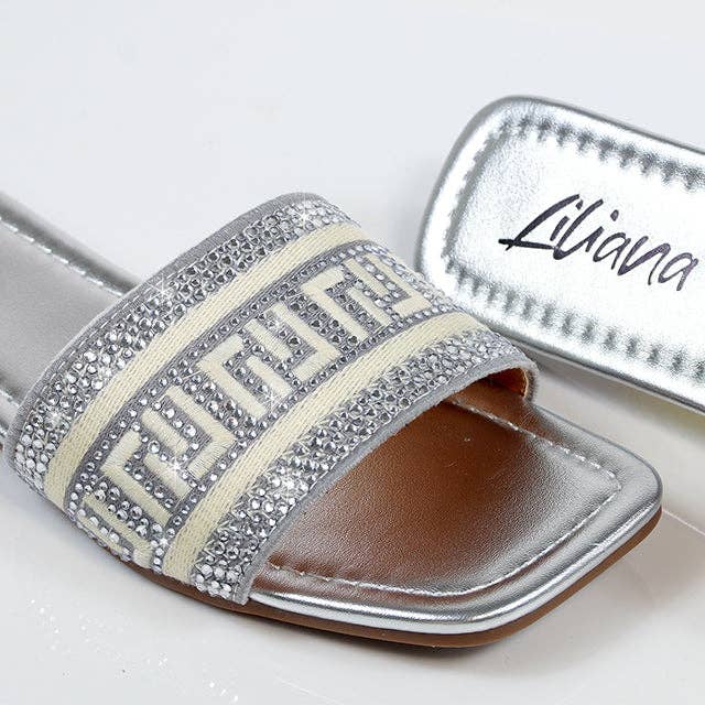 JIMENA-1 EMBROIDERY LILIANA LOGO SHOES SILVER