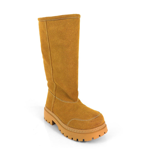 TORRIA-2 ROUND TOE ALASKA ANKLE BOOTS W/ LUG SOLE CAMEL