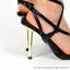 BANKS-28 POINTED TOE LACE UP WITH GOLD PENCIL HEEL-BLACK