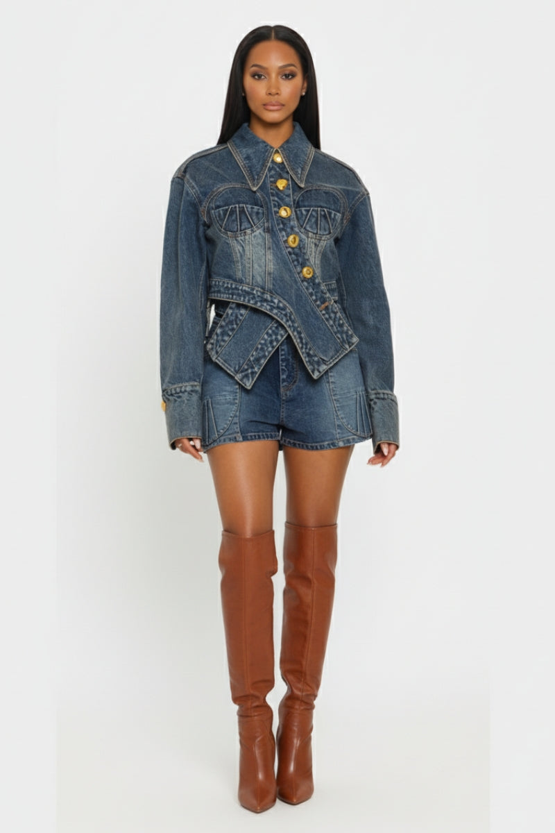 DENIM DIVA UTILITY SET – klassykurvezkouture