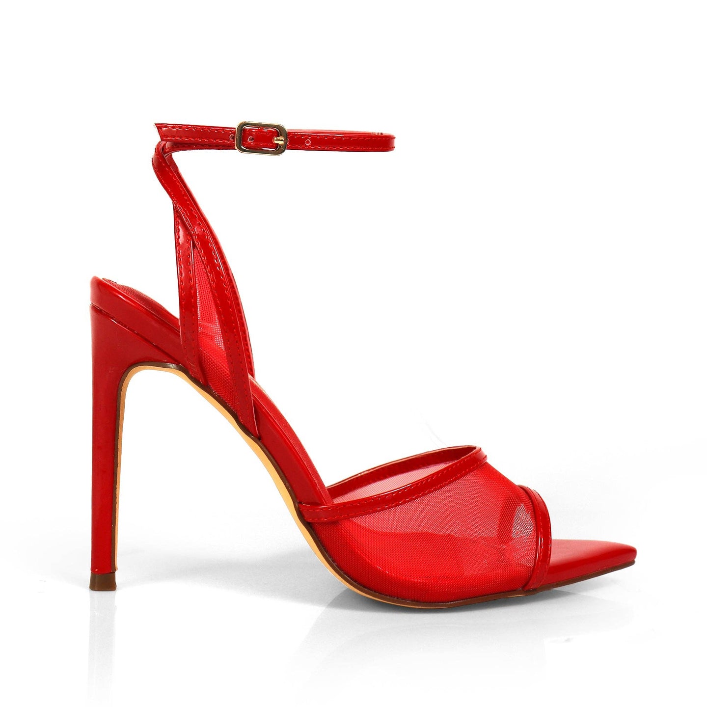 LAURENT-133 POINTED TOE MESH STRAP HEEL RED