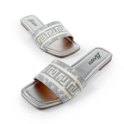 JIMENA-1 EMBROIDERY LILIANA LOGO SHOES SILVER