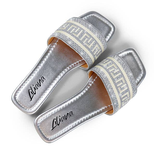 JIMENA-1 EMBROIDERY LILIANA LOGO SHOES SILVER